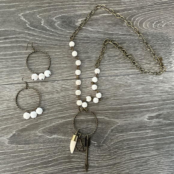 Bohemian “ Melissa “ Boho Beaded 3 Charm Necklace and Earring Set R1B - Picture 1 of 3